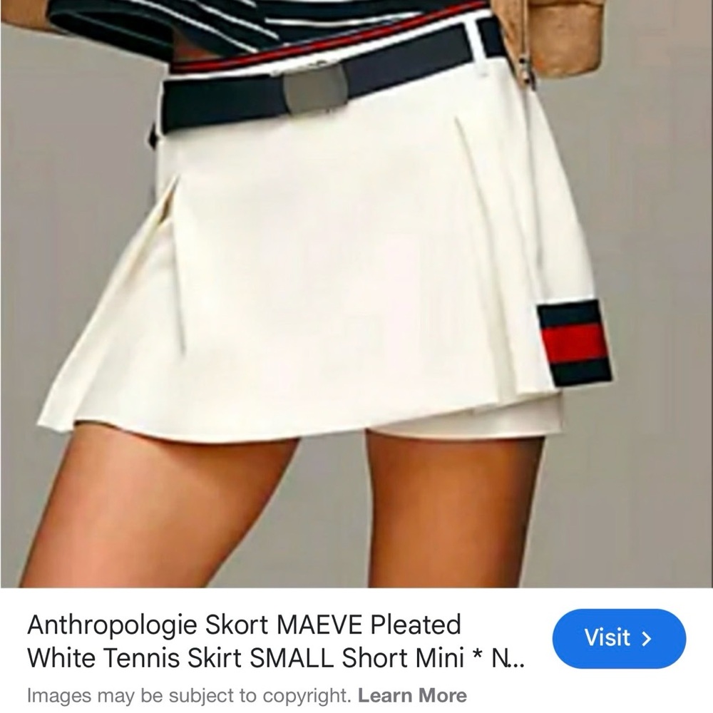 Anthropologie Maeve white Skorts  with Red and Navy Accents